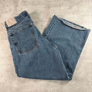 Everlane The Way Wide Crop Jeans Womens Size 30 Medium Wash Button Fly